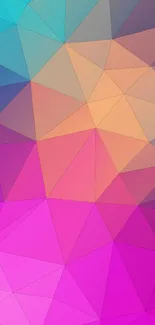 Vibrant geometric wallpaper with colorful triangles.