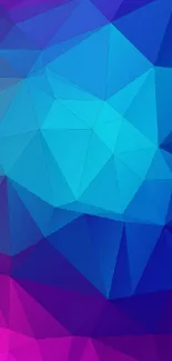 Vibrant geometric abstract wallpaper with blue and purple hues.