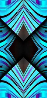 Vibrant geometric blue and black mobile wallpaper with abstract patterns.