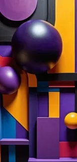 Vibrant geometric wallpaper with colorful spheres and abstract shapes.