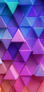 Colorful geometric wallpaper with vibrant triangles.