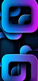Vibrant geometric wallpaper with colorful squares in blue and purple.
