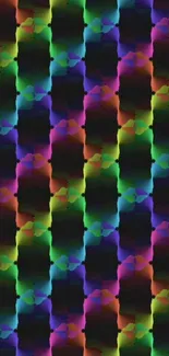 Vibrant geometric wallpaper with rainbow gradient pattern for mobile phones.