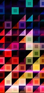 Vibrant geometric wallpaper with colorful squares