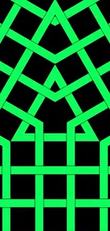 Vibrant geometric mobile wallpaper with black and green design.