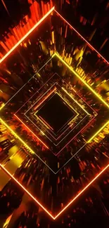 Neon geometric abstract wallpaper with glowing lines.