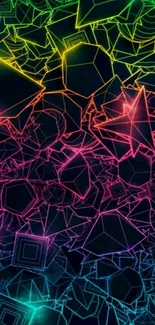 Vibrant neon geometric abstract wallpaper