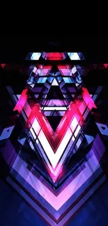 Vibrant geometric neon abstract wallpaper with bold colors.