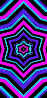 Neon starburst pattern with vibrant magenta and cyan stripes.