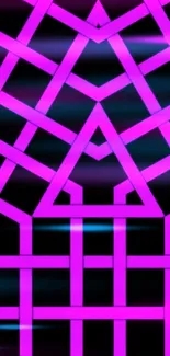 Geometric neon pink and black pattern wallpaper with vibrant design.