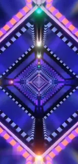 Vibrant geometric neon wallpaper with abstract patterns.