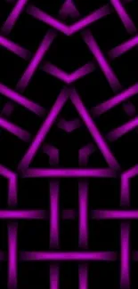 Purple geometric neon pattern wallpaper with dark background.