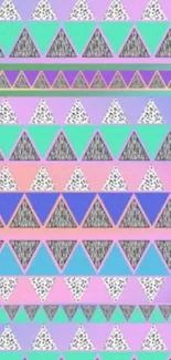 Colorful geometric pattern pastel wallpaper with triangles.