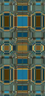 Abstract geometric pattern with turquoise and brown hues.