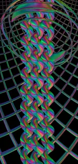 Vibrant 3D geometric spirals wallpaper with a colorful pattern.