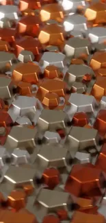 Vibrant geometric pattern with metallic hexagons.