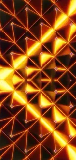 Vibrant geometric pattern with triangles in warm colors.