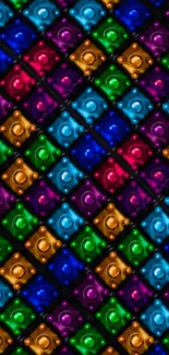 Vibrant geometric pattern with colorful symmetrical shapes.