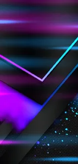 Dark geometric wallpaper with neon accents.