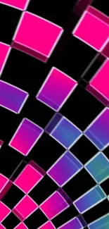 Vibrant geometric pattern with pink tiles
