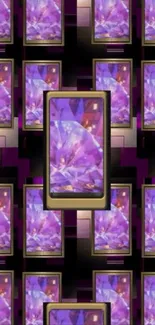 Vibrant geometric wallpaper with purple and gold tones