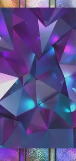 Geometric purple and blue prism design wallpaper.