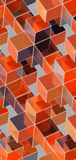 Vibrant 3D geometric orange cube mobile wallpaper.