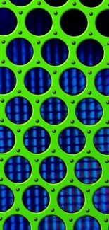 Green circle pattern on blue background mobile wallpaper.