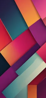 Vibrant geometric abstract mobile phone wallpaper with colorful patterns.