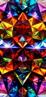 Vibrant geometric prism art with colorful patterns.