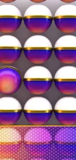 Vibrant wallpaper featuring colorful 3D spheres in a geometric pattern.