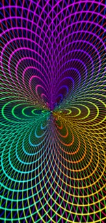 Vibrant spiral geometric pattern mobile wallpaper.