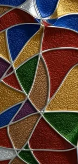 Colorful stained glass geometric pattern wallpaper.