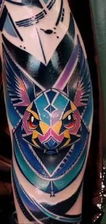 Vibrant geometric tattoo wallpaper for mobile.