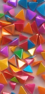 Colorful geometric triangle pattern wallpaper.