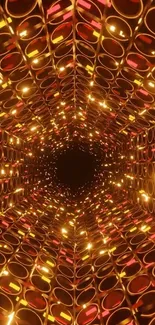 Vibrant geometric tunnel wallpaper with glowing circles.