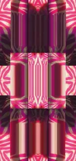 Vibrant pink geometric pattern wallpaper.