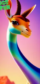 Colorful giraffe art with motivational text.