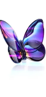 Vibrant purple glass butterfly wallpaper with iridescent details.