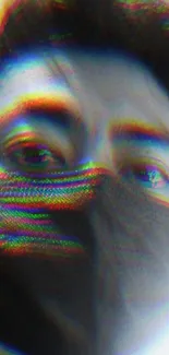 Colorful glitch art portrait with surreal hues.