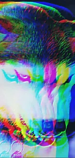 Colorful glitch art wolf wallpaper for mobile phone.