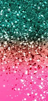 Vibrant glitter gradient in teal and pink shades.