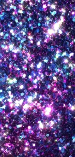 Vibrant glitter wallpaper with purple and blue sparkles.