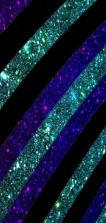 Colorful glitter stripes on black background wallpaper.