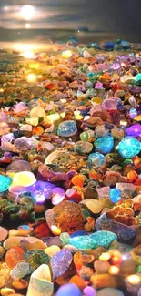 A vibrant display of colorful and sparkling gemstones.