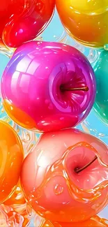 Vibrant glossy apples splashing around.