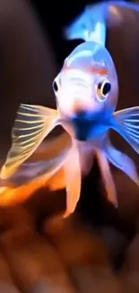 Vibrant and colorful goldfish swimming.