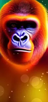 Vibrant neon colored gorilla art wallpaper with bold hues.