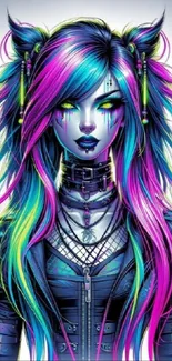 Colorful anime character with gothic style.