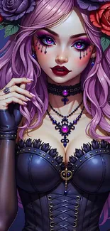 Gothic fantasy art with vibrant colors.